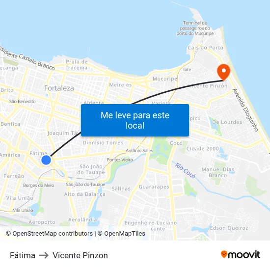 Fátima to Vicente Pinzon map