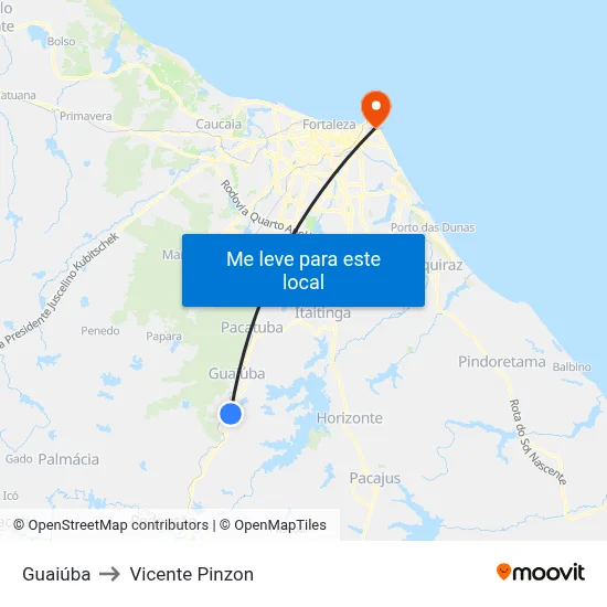 Guaiúba to Vicente Pinzon map