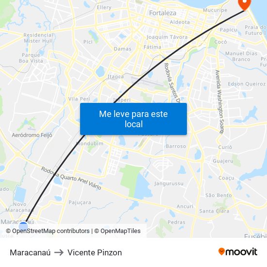 Maracanaú to Vicente Pinzon map