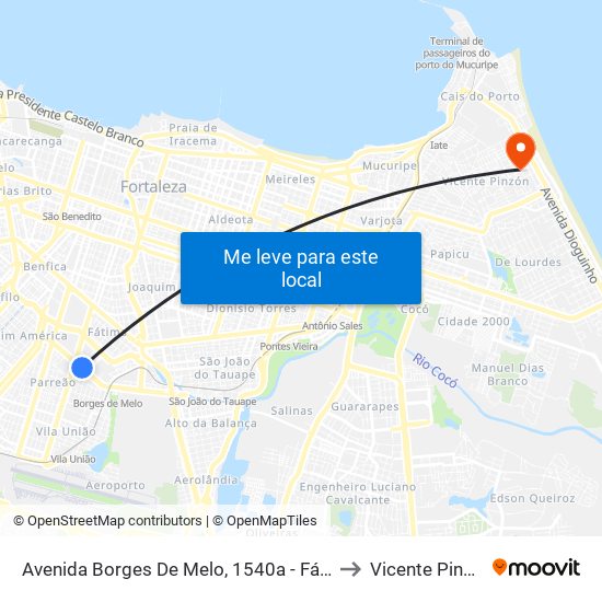 Avenida Borges De Melo, 1540a - Fátima to Vicente Pinzon map