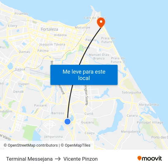 Terminal Messejana to Vicente Pinzon map