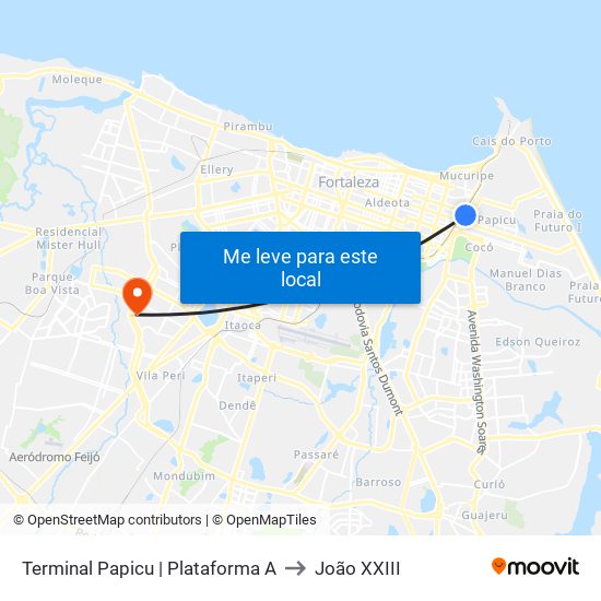 Terminal Papicu | Plataforma A to João XXIII map