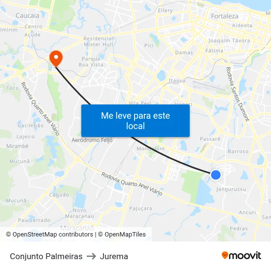 Conjunto Palmeiras to Jurema map