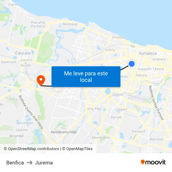Benfica to Jurema map