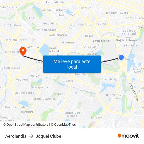 Aerolândia to Jóquei Clube map