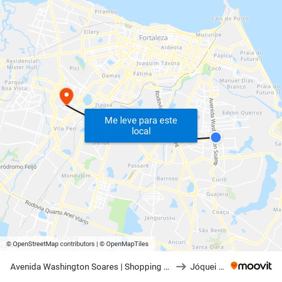Avenida Washington Soares | Shopping Via Sul - Sapiranga to Jóquei Clube map