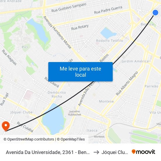 Avenida Da Universidade, 2361 - Benfica to Jóquei Clube map
