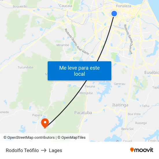 Rodolfo Teófilo to Lages map