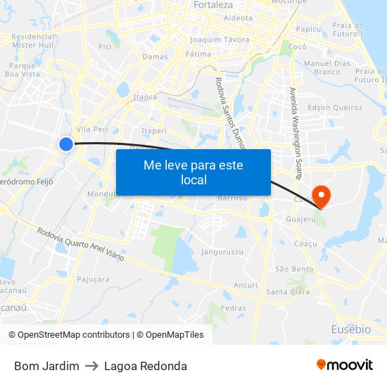 Bom Jardim to Lagoa Redonda map