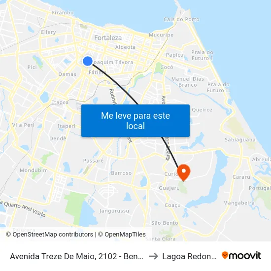 Avenida Treze De Maio, 2102 - Benfica to Lagoa Redonda map