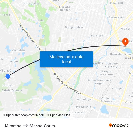 Mirambe to Manoel Sátiro map