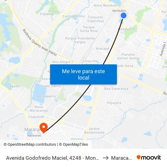 Avenida Godofredo Maciel, 4248 - Mondubim to Maracanaú map