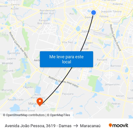 Avenida João Pessoa, 3619 - Damas to Maracanaú map