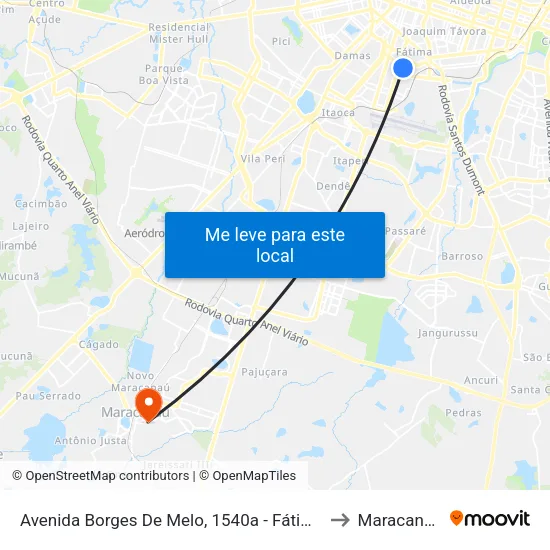 Avenida Borges De Melo, 1540a - Fátima to Maracanaú map