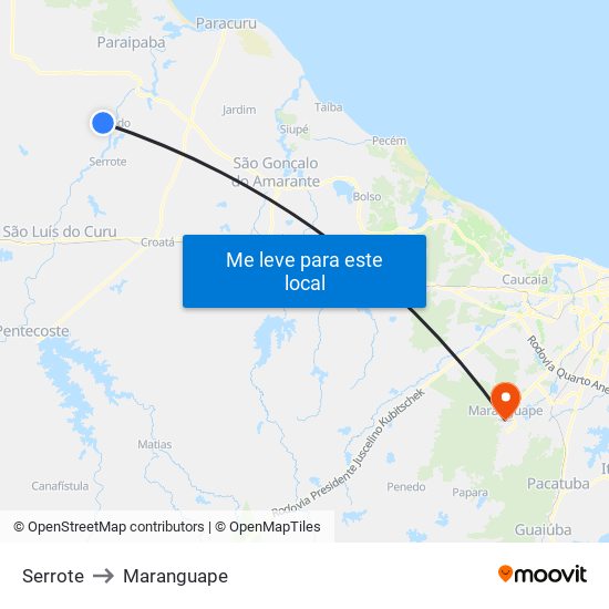 Serrote to Maranguape map
