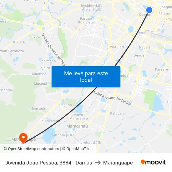 Avenida João Pessoa, 3884 - Damas to Maranguape map