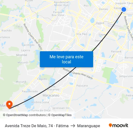 Avenida Treze De Maio, 74 - Fátima to Maranguape map