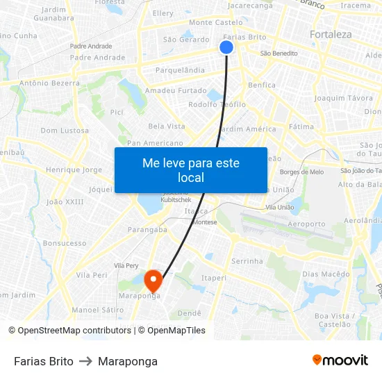 Farias Brito to Maraponga map