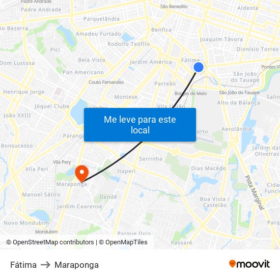 Fátima to Maraponga map