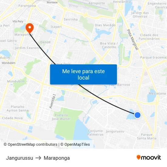 Jangurussu to Maraponga map