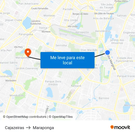 Cajazeiras to Maraponga map