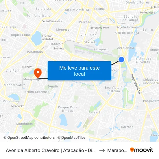 Avenida Alberto Craveiro | Atacadão - Dias Macedo to Maraponga map