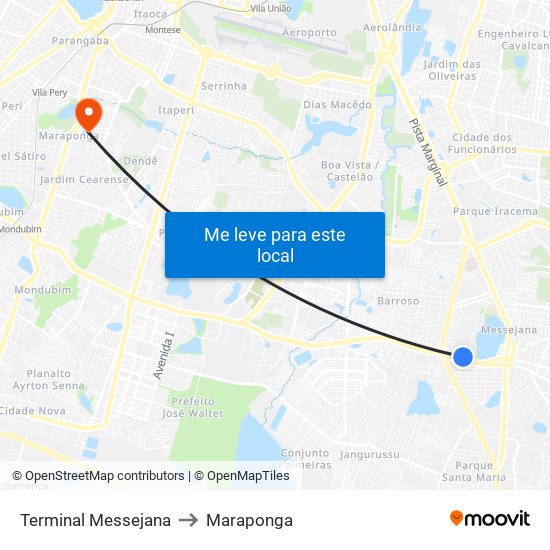 Terminal Messejana to Maraponga map