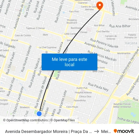 Avenida Desembargador Moreira | Praça Da Imprensa - Dionísio Torres to Meireles map