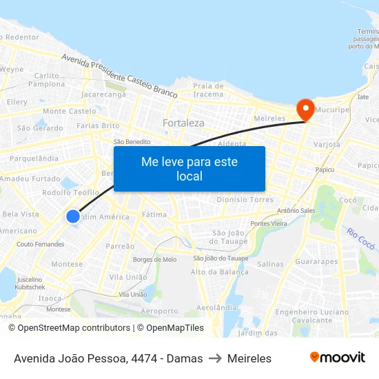 Avenida João Pessoa, 4474 - Damas to Meireles map