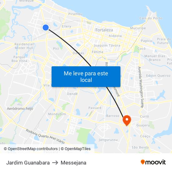 Jardim Guanabara to Messejana map
