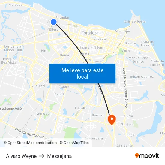 Álvaro Weyne to Messejana map
