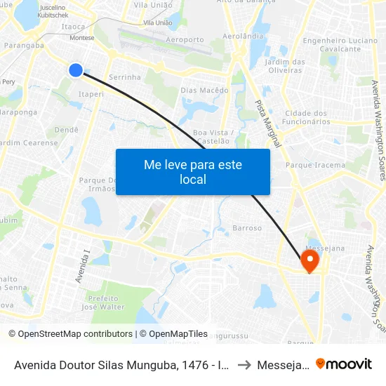 Avenida Doutor Silas Munguba, 1476 - Itaperi to Messejana map