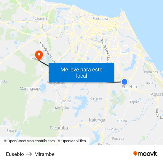 Eusébio to Mirambe map