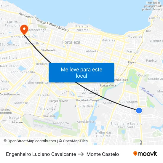 Engenheiro Luciano Cavalcante to Monte Castelo map