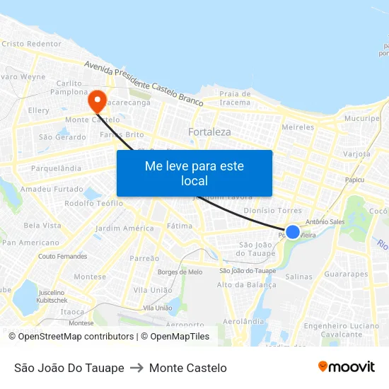 São João Do Tauape to Monte Castelo map