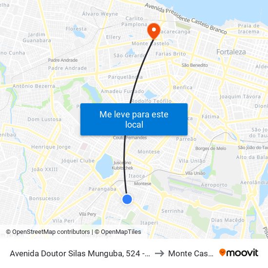 Avenida Doutor Silas Munguba, 524 - Itaperi to Monte Castelo map