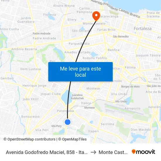 Avenida Godofredo Maciel, 858 - Itaperi to Monte Castelo map