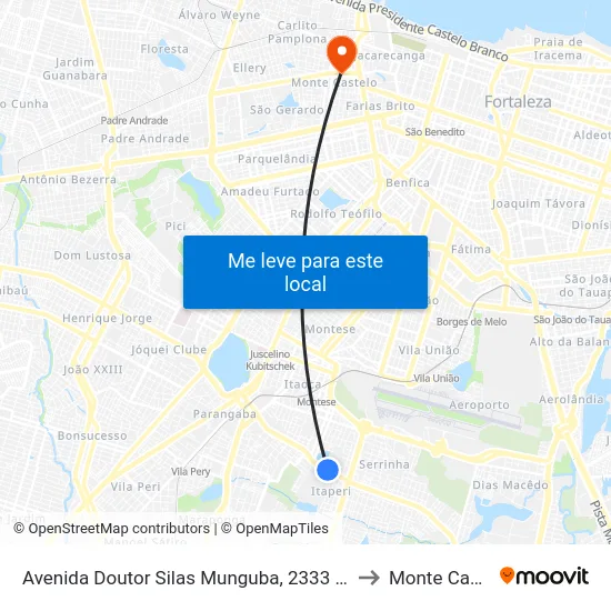 Avenida Doutor Silas Munguba, 2333 - Serrinha to Monte Castelo map