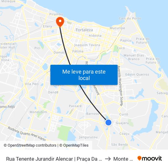 Rua Tenente Jurandir Alencar | Praça Da Igreja Matriz - Messejana to Monte Castelo map