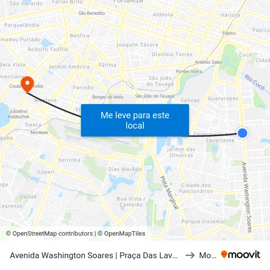 Avenida Washington Soares | Praça Das Lavadeiras - Engenheiro Luciano Cavalcante to Montese map
