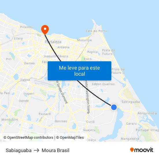 Sabiaguaba to Moura Brasil map