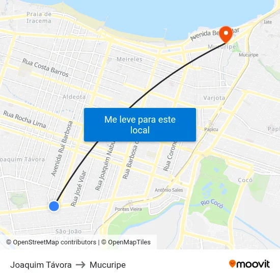 Joaquim Távora to Mucuripe map