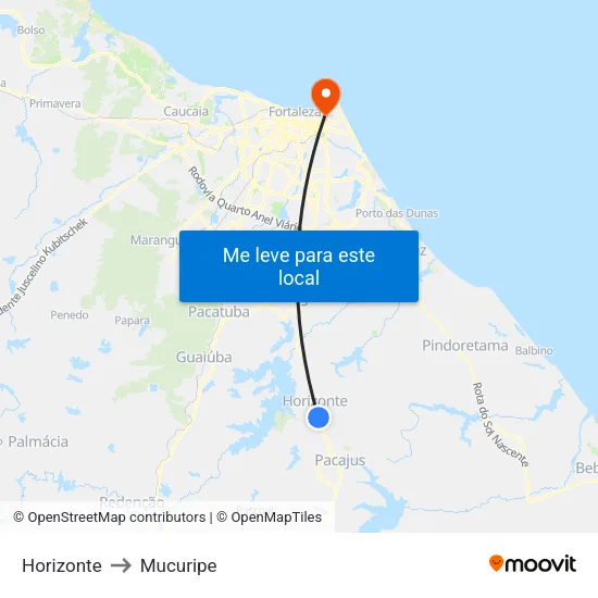 Horizonte to Mucuripe map