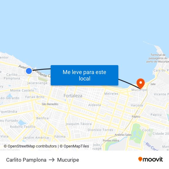 Carlito Pamplona to Mucuripe map