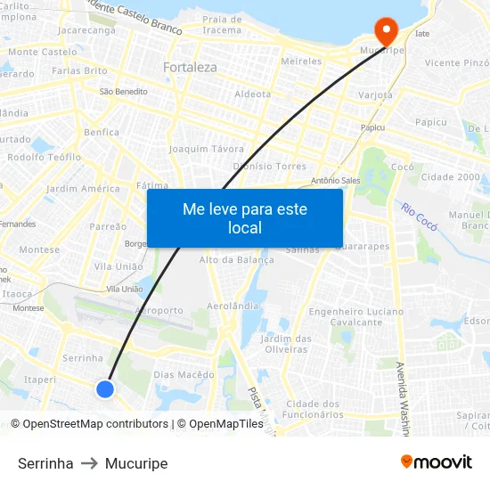Serrinha to Mucuripe map