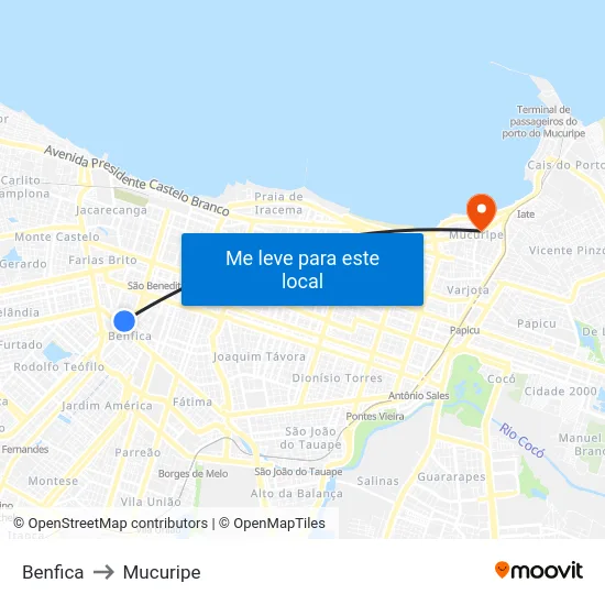 Benfica to Mucuripe map