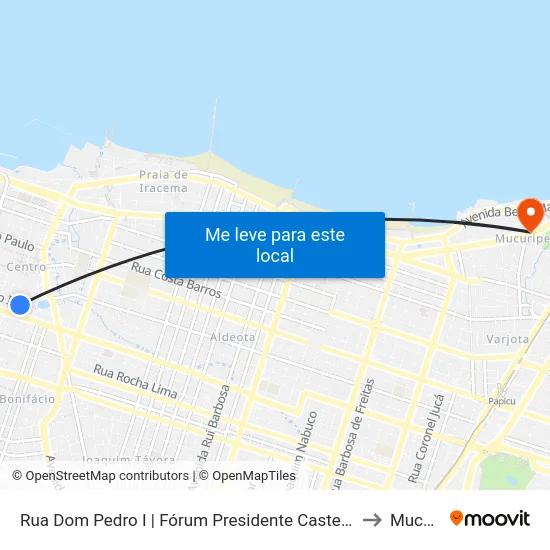 Rua Dom Pedro I | Fórum Presidente Castelo Branco - Centro to Mucuripe map