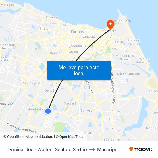 Terminal José Walter | Sentido Sertão to Mucuripe map