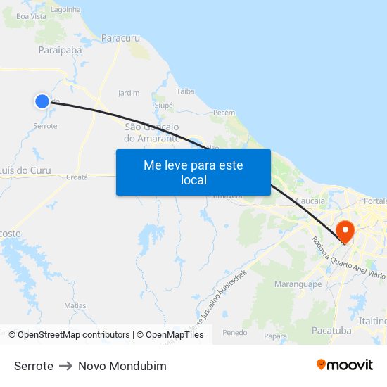 Serrote to Novo Mondubim map