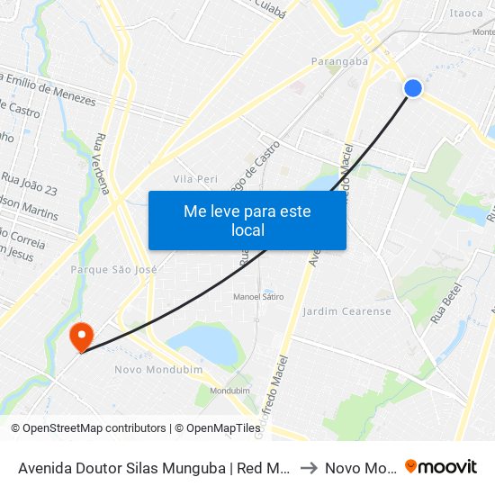 Avenida Doutor Silas Munguba | Red Mall Shopping - Parangaba to Novo Mondubim map